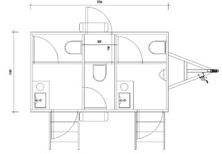 4 Stall Portable Bathroom Trailer