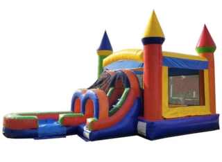 Rainbow Water Slide Bounce House Combo