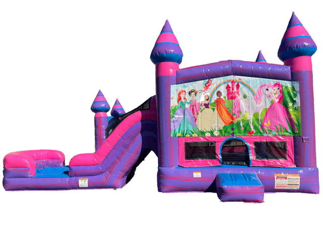 Pink princess bouncy store castle