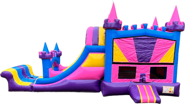 Pink and Purple Bounce House & Slide Combo