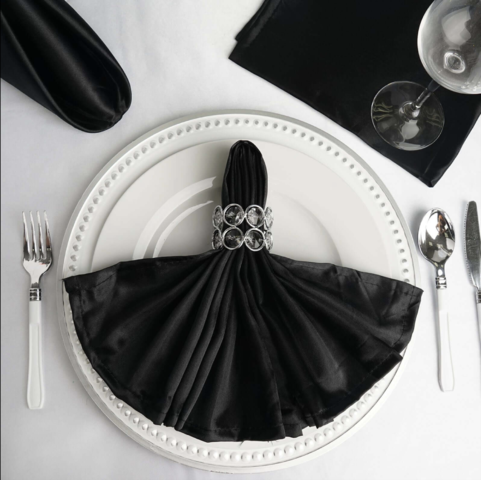 Satin Dinner Napkins Black