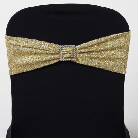 Metallic Shimmer Tinsel Spandex Chair Sash Champagne