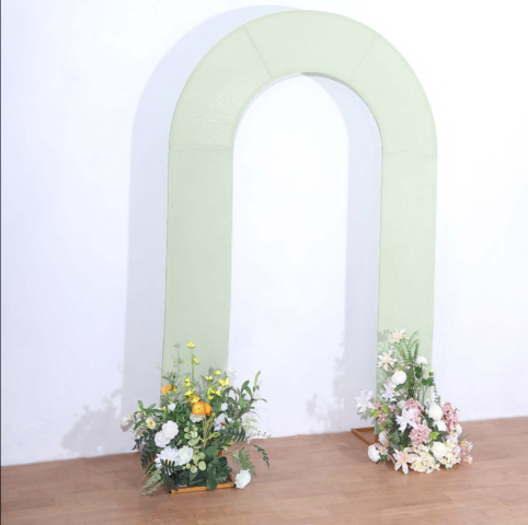 Spandex Fitted Open Arch Backdrop Cover Sage Green