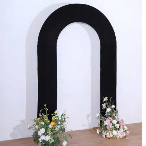 Spandex Fitted Open Arch Backdrop Cover Black