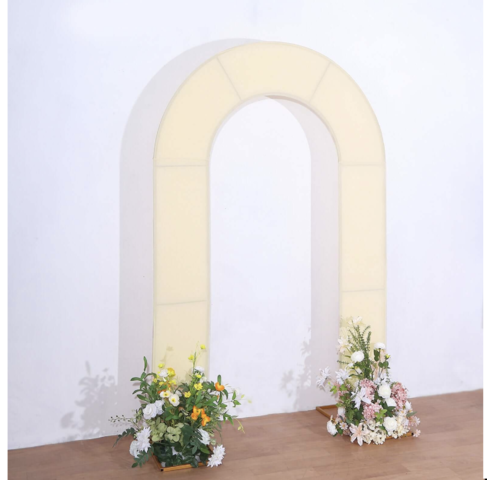 Spandex Fitted Open Arch Backdrop Cover Beige