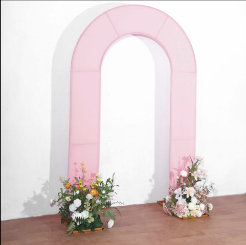 Spandex Fitted Open Arch Backdrop Cover Pink