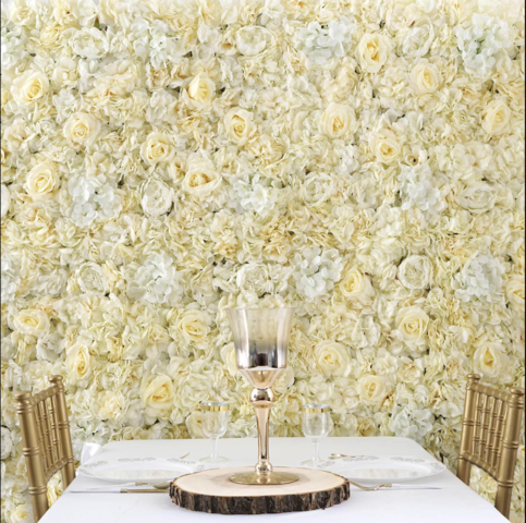 Assorted Flower Wall Mat Backdrop 4 Artificial Panels Champagne