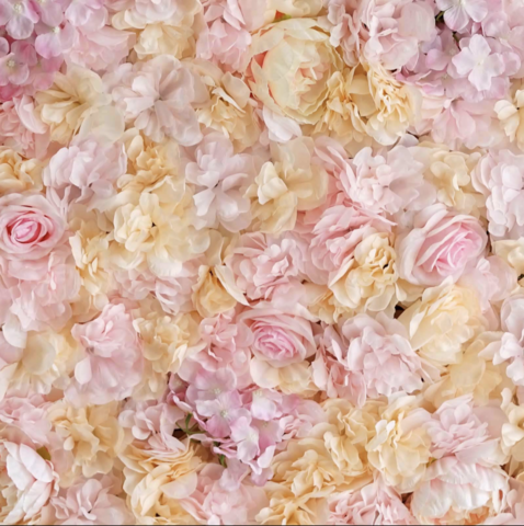 Assorted Flower Wall Mat Backdrop 4 Artificial Panels Pink Champagne 