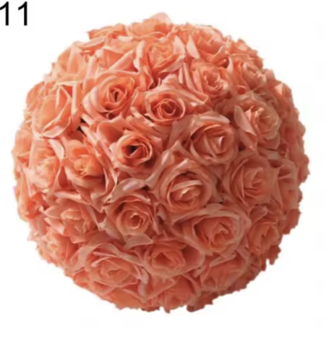 Silk Hydrangea Kissing Flower Balls Peach