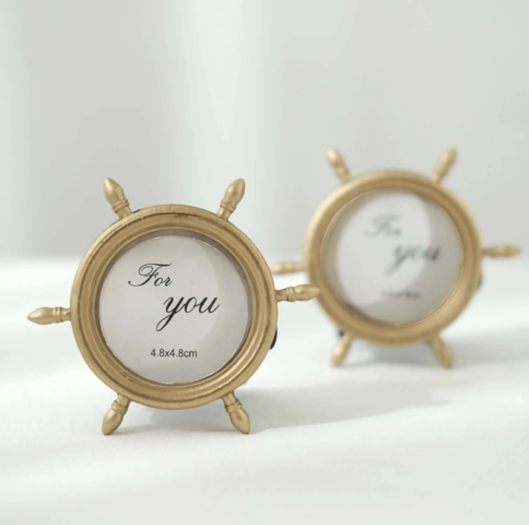 Gold Resin Ship Wheel Round Frame Party Favors 