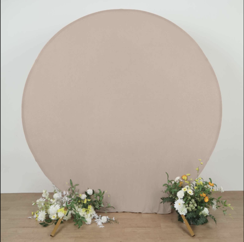 7.5ft Round Spandex Fit Wedding Backdrop Stand Cover (Nude)