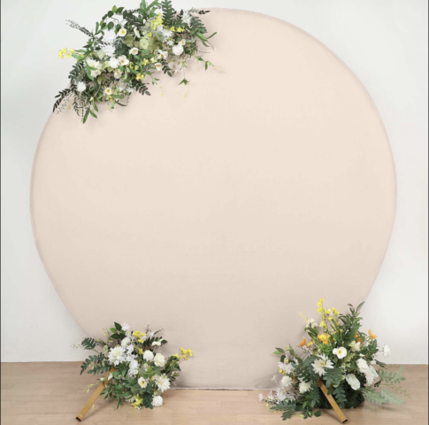 7.5ft Round Spandex Fit Wedding Backdrop Stand Cover (Matte Blush)