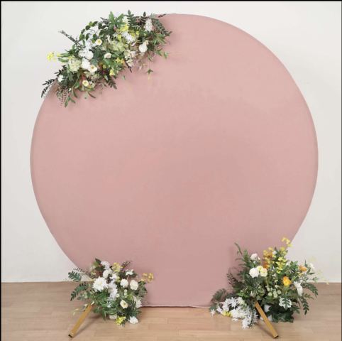 7.5ft Round Spandex Fit Wedding Backdrop Stand Cover (Dusty Rose)