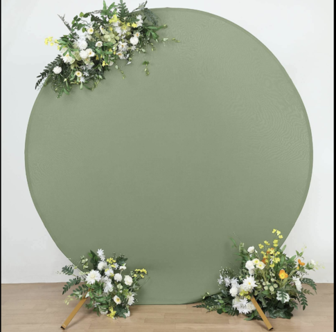 7.5ft Round Spandex Fit Wedding Backdrop Stand Cover (Sage Green)