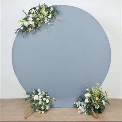 7.5ft Round Spandex Fit Wedding Backdrop Stand Cover (Dusty Blue)