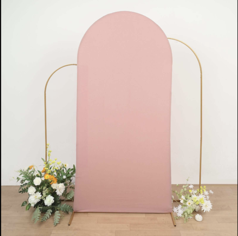 Spandex Fitted Wedding Arch Cover Chiara Backdrop 3 Set (Dusty Rose)