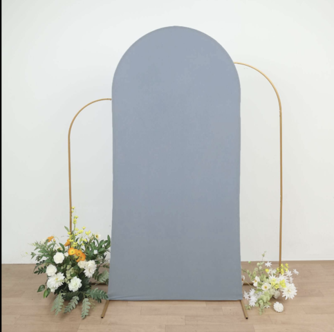 Spandex Fitted Wedding Arch Cover Chiara Backdrop 3 Set (Dusty Blue)