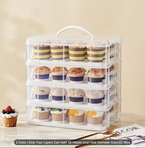 48ct Reusable Stackable Cupcake Holder Storage Box