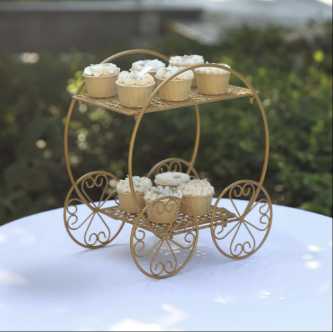 2-Tier Gold Carriage Cake Stand 