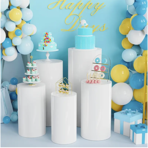 5pcs Metal Cylinder Pedestal Stand White