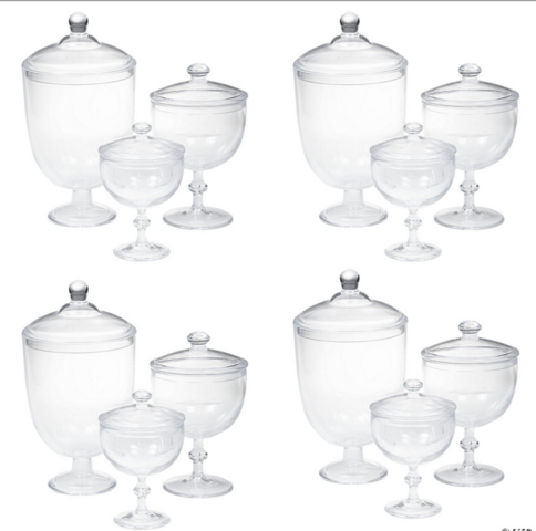 12 Pc Plastic Apothecary Jars