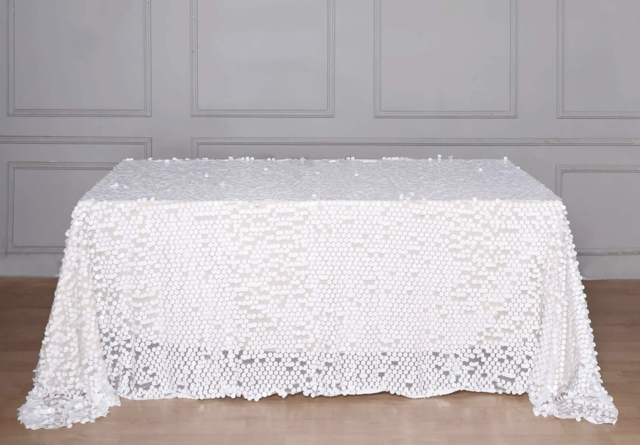 Payette Sequin Rectangle Tablecloth White