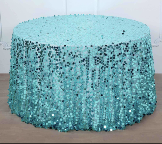 Payette Sequin Round Tablecloth Turquoise