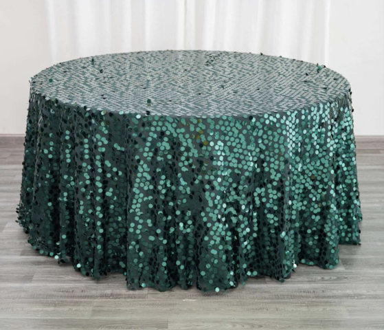 Payette Sequin Round Tablecloth Hunter Emerald Green