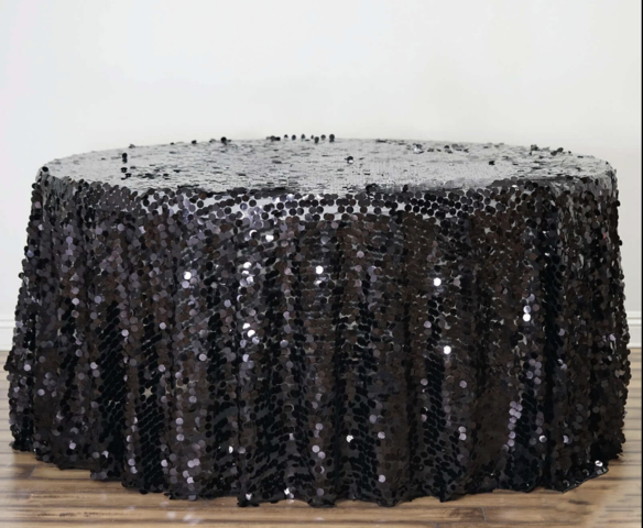 Payette Sequin Round Tablecloth Black