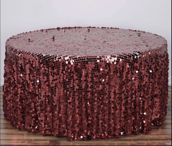 Payette Sequin Round Tablecloth Burgundy