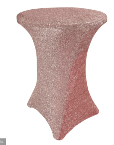 Cocktail Spandex Table Cover Glitter Rose Gold