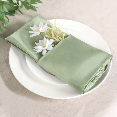 Satin Dinner Napkins Sage Green