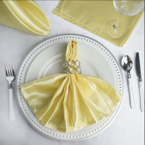 Satin Dinner Napkins Yellow