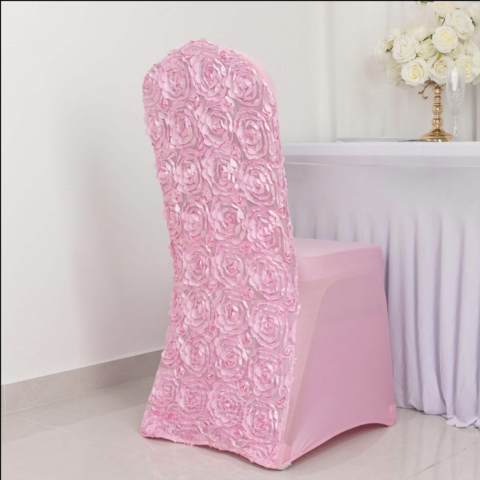 Rosette Spandex Stretch Banquet Chair Cover Pink