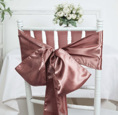 Satin Chair Sash Cinnamon Rose