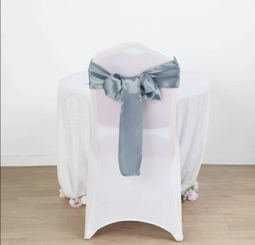 Satin Chair Sash Dusty Blue