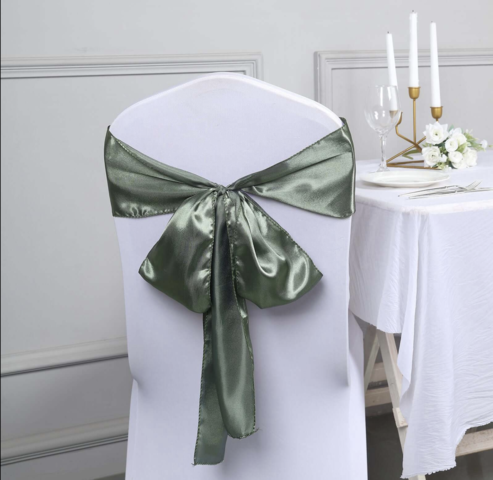 Satin Chair Sash Dusty Sage Green