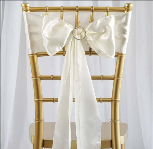 Satin Chair Sash Ivory