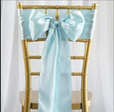 Satin Chair Sash Light Blue