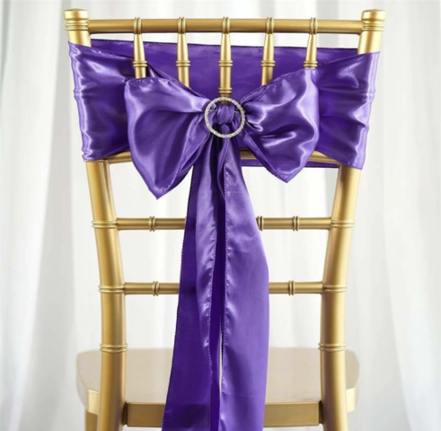 Satin Chair Sash Purple