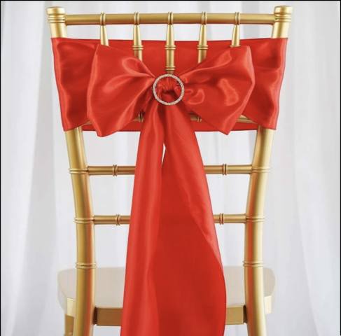 Satin Chair Sash Red