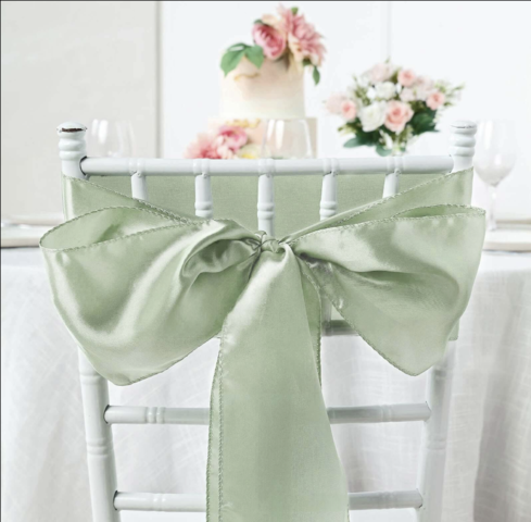 Satin Chair Sash Sage Green