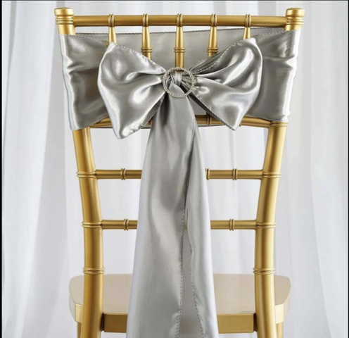 Satin Chair Sash Silver