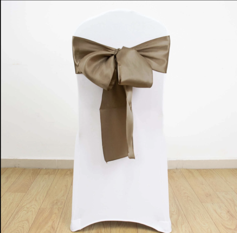 Satin Chair Sash Taupe