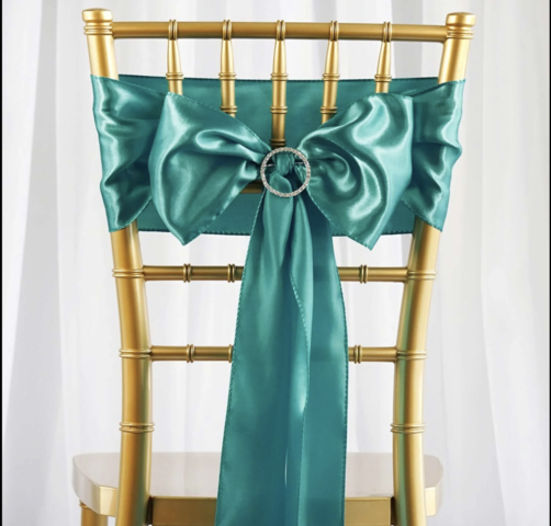 Satin Chair Sash Turquoise 