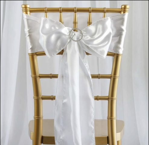 Satin Chair Sash White