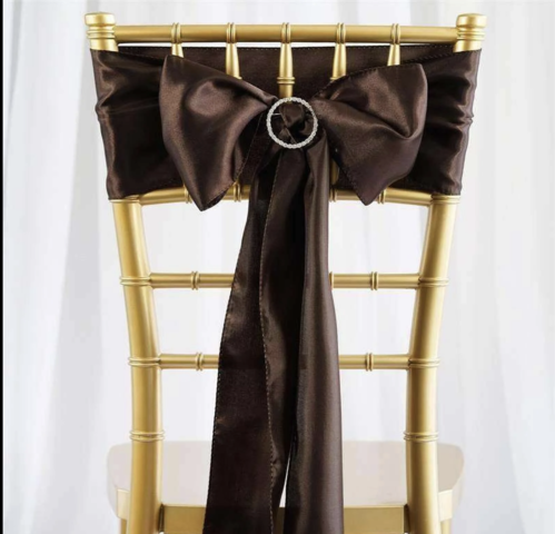 Satin Chair Sash Chocolate