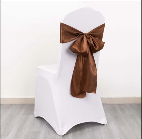 Satin Chair Sash Cinnamon Brown