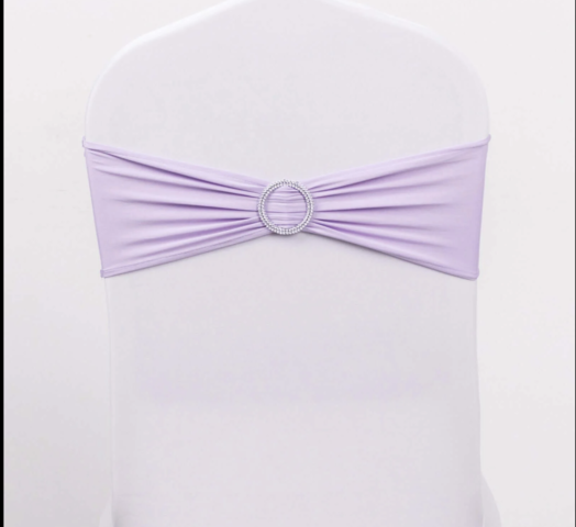 Spandex Chair Round Diamond Buckles Sash Lavendar Lilac