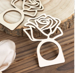 Wood Laser Cut Rose Boho Napkin Rings